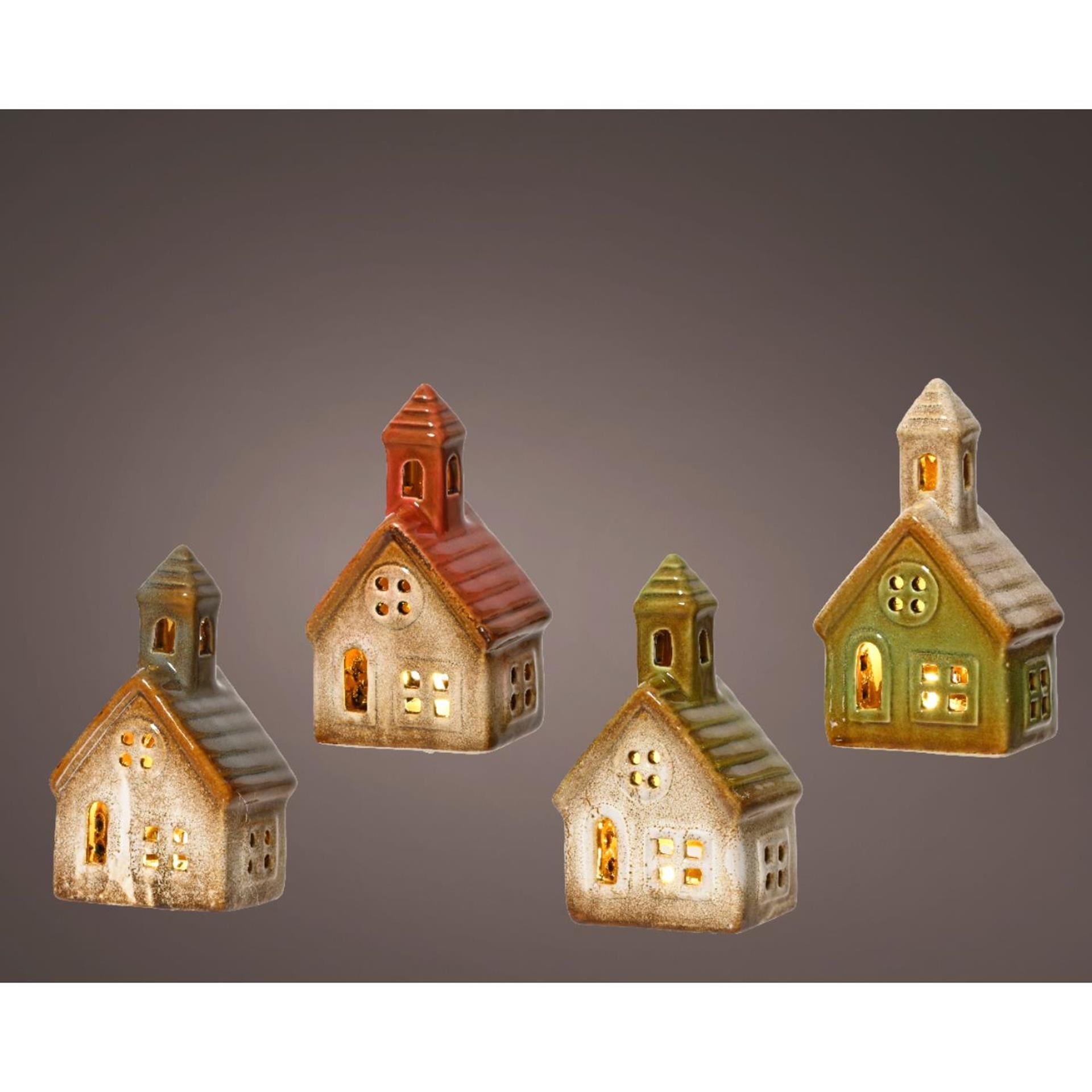 Lumineo huisje keramiek met led 13x7,5x5,5cm