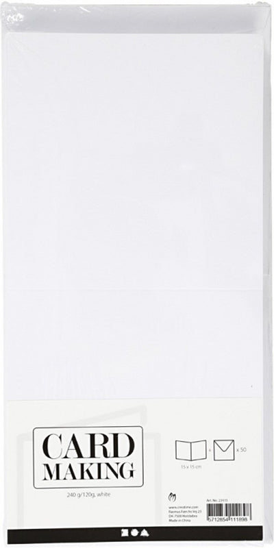 Creativ company kaarten enveloppen 15x15 cm wit 50 sets