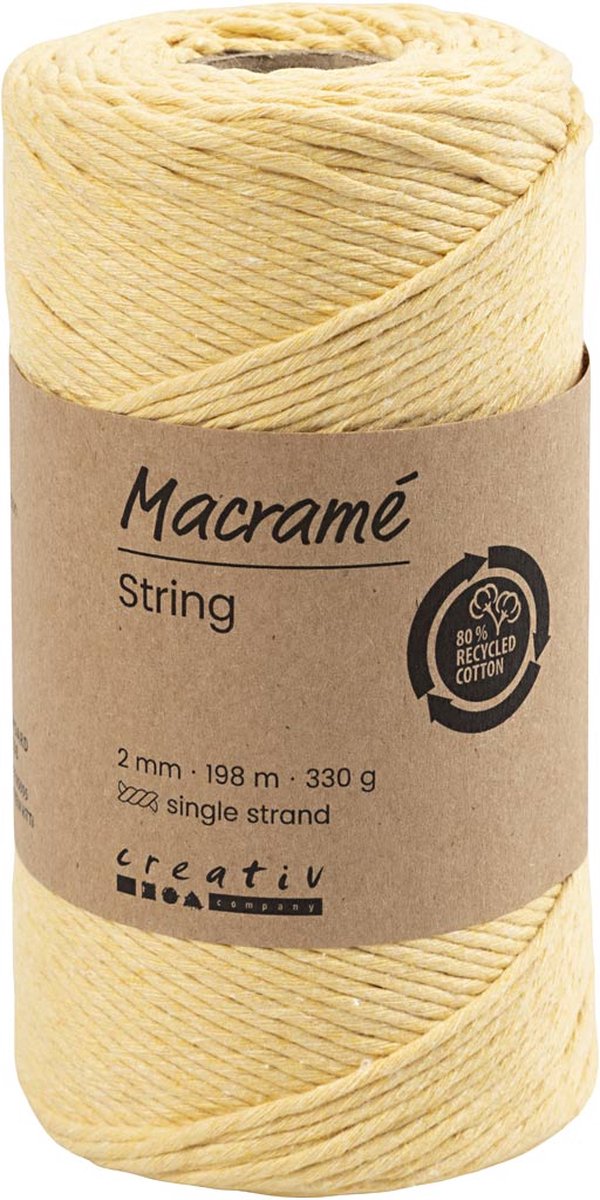Creativ company macrame koord lichtgeel, 198m