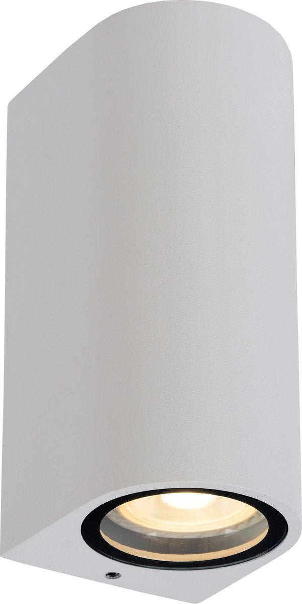 Lucide zaro - wandspot wandlamp binnen buiten - 2xgu10 (mr16) - ip44 - wit