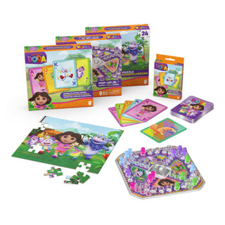 Dora spellen puzzel pakket popup spel, kaartspel, puzzel | 2 stuks