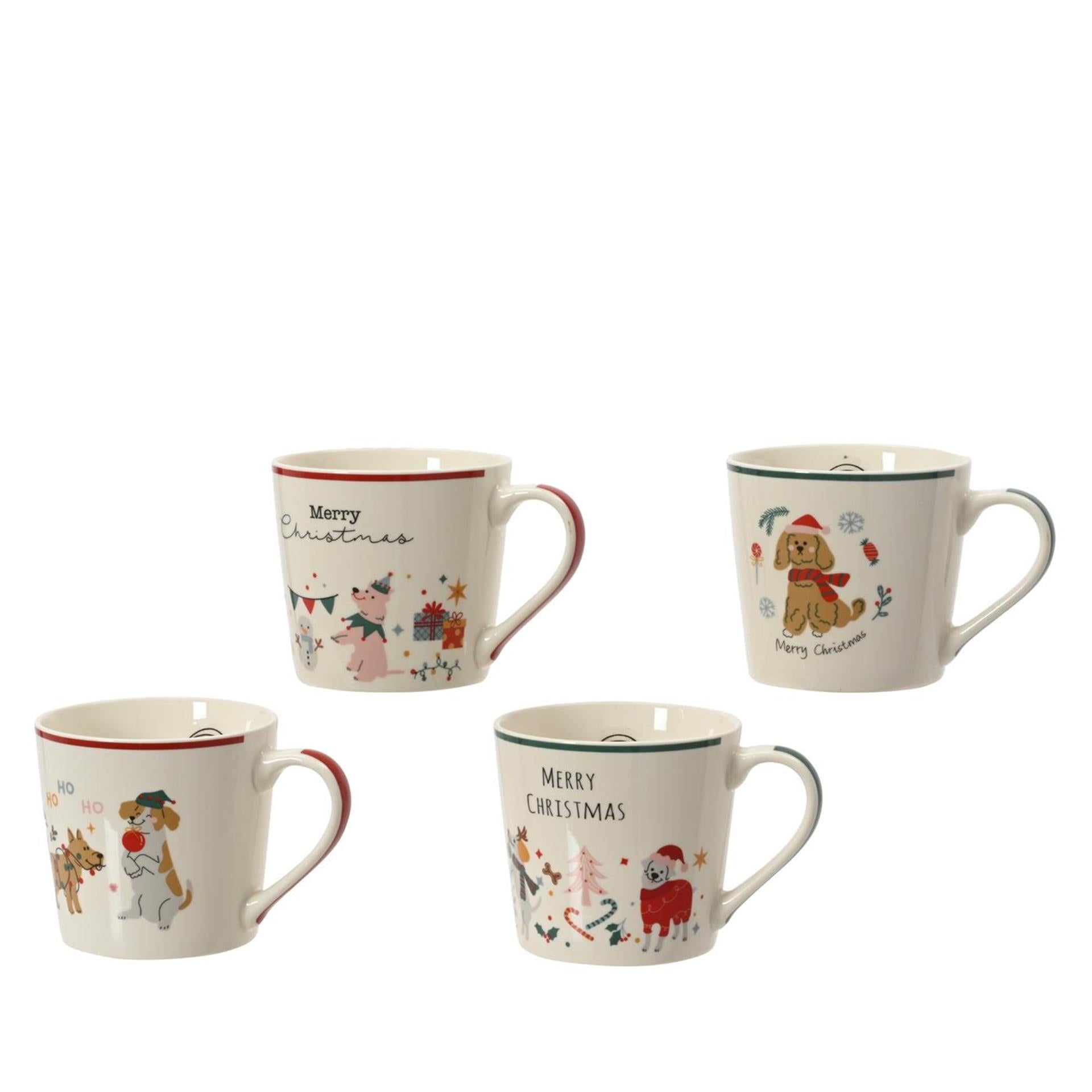 Decoris kerstmok porselein 400ml 9.5x13x8.9cm 4 assorti