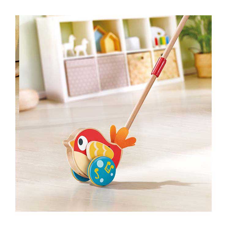 Hape lilly vogel houten duwstok met geluid