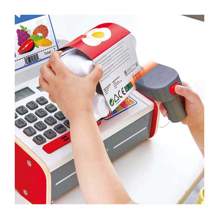 Hape speelkassa met geluid en licht - rekenmachine, muntgeld en bankpas - rollenspel winkeltje spelen - 3 jaar+