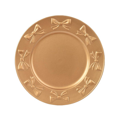 Decoris onderbord met strikjes dessin ø33cm kunststof goud