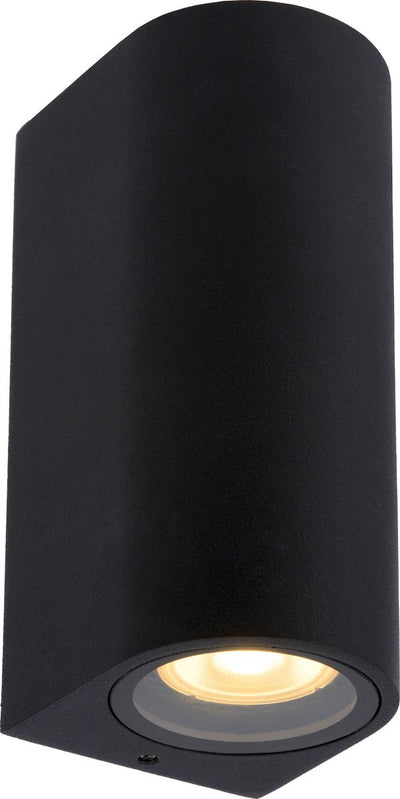 Lucide zaro - wandspot wandlamp binnen buiten - 2xgu10 - ip44 - zwart