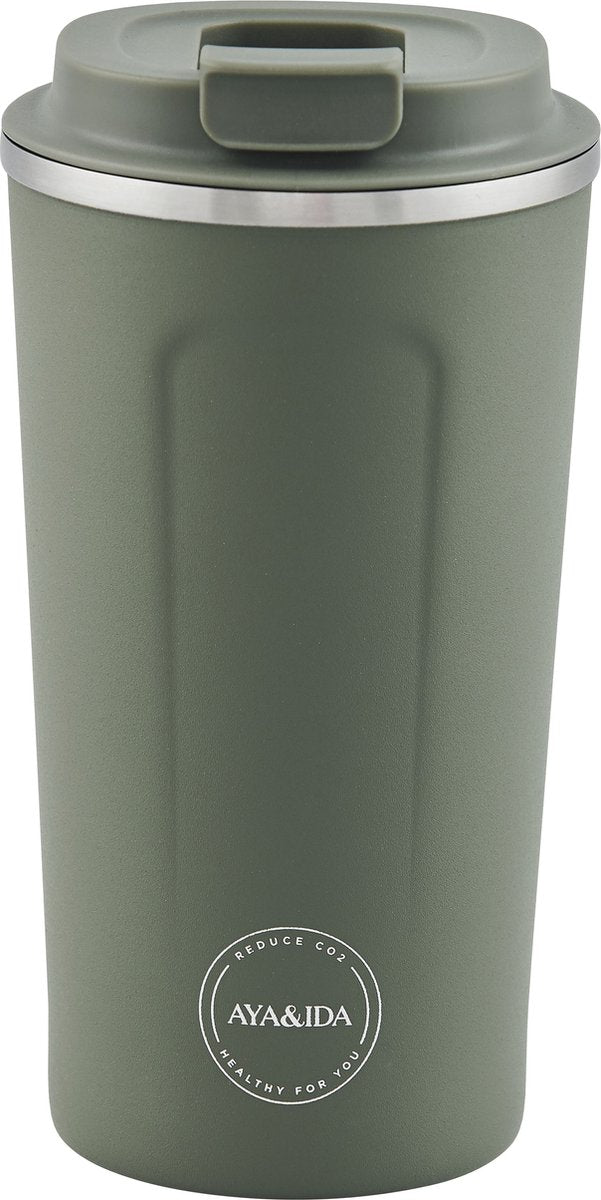 Aya ida aya ida - cup2go - thermosbeker - koffiebeker - coffee to go - reisbeker - meenemen - 500ml - tropical green