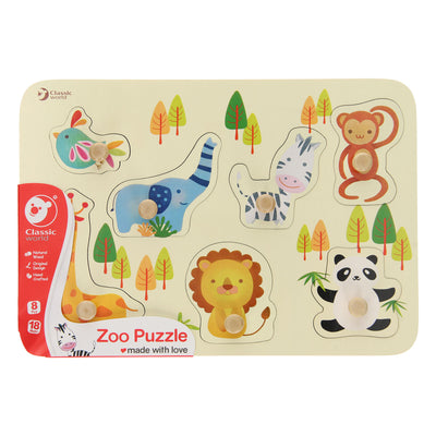 Classic world houten dierenpuzzel - educatief speelgoed met noppen.