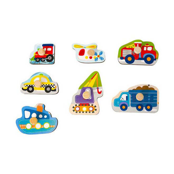 Classic world houten noppenpuzzel verkeer, 8st.