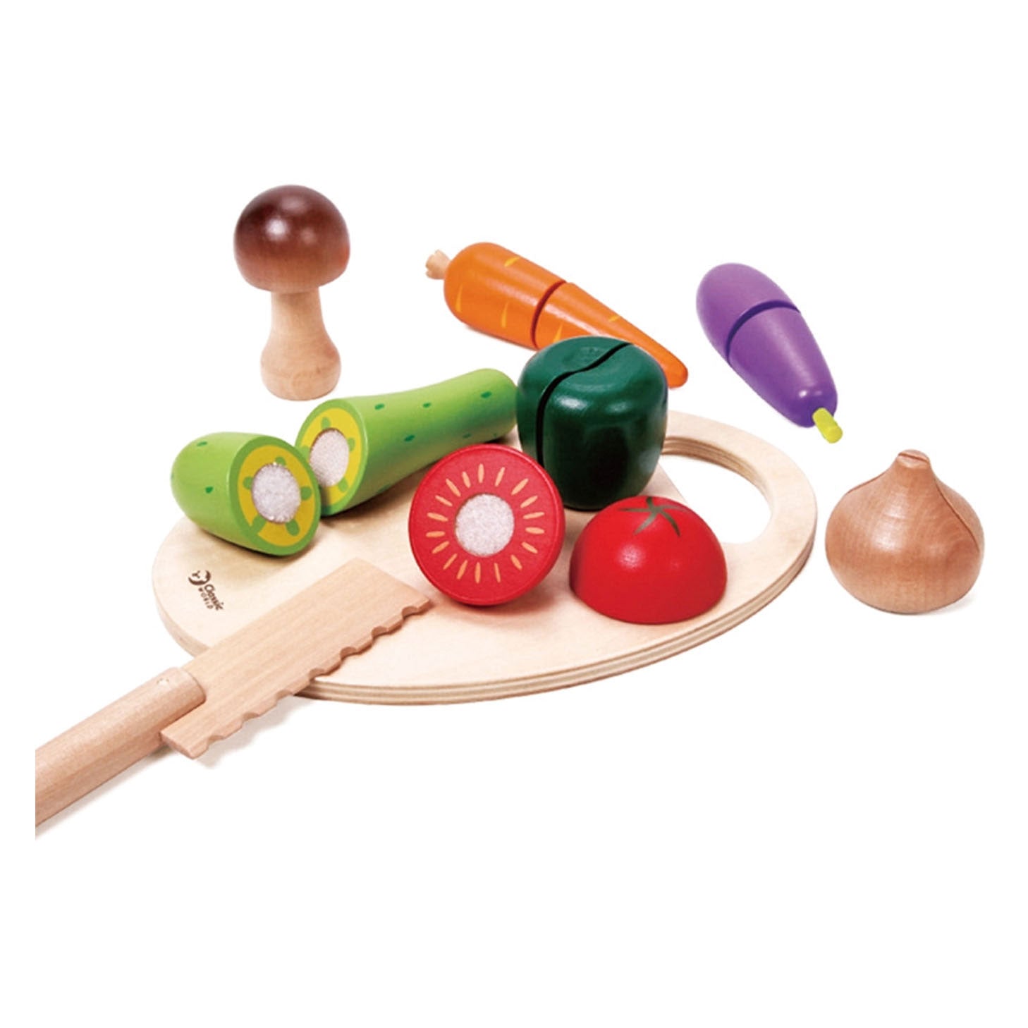 Classic world houten snijgroenten met mes en snijplank 16 dlg