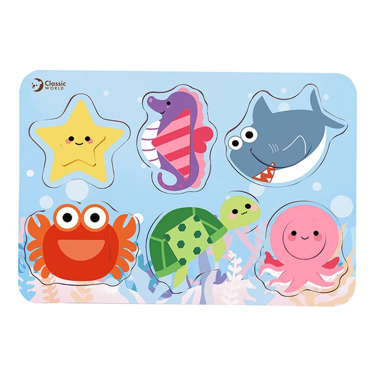 Classic world houten puzzel oceaan dieren, 13st.