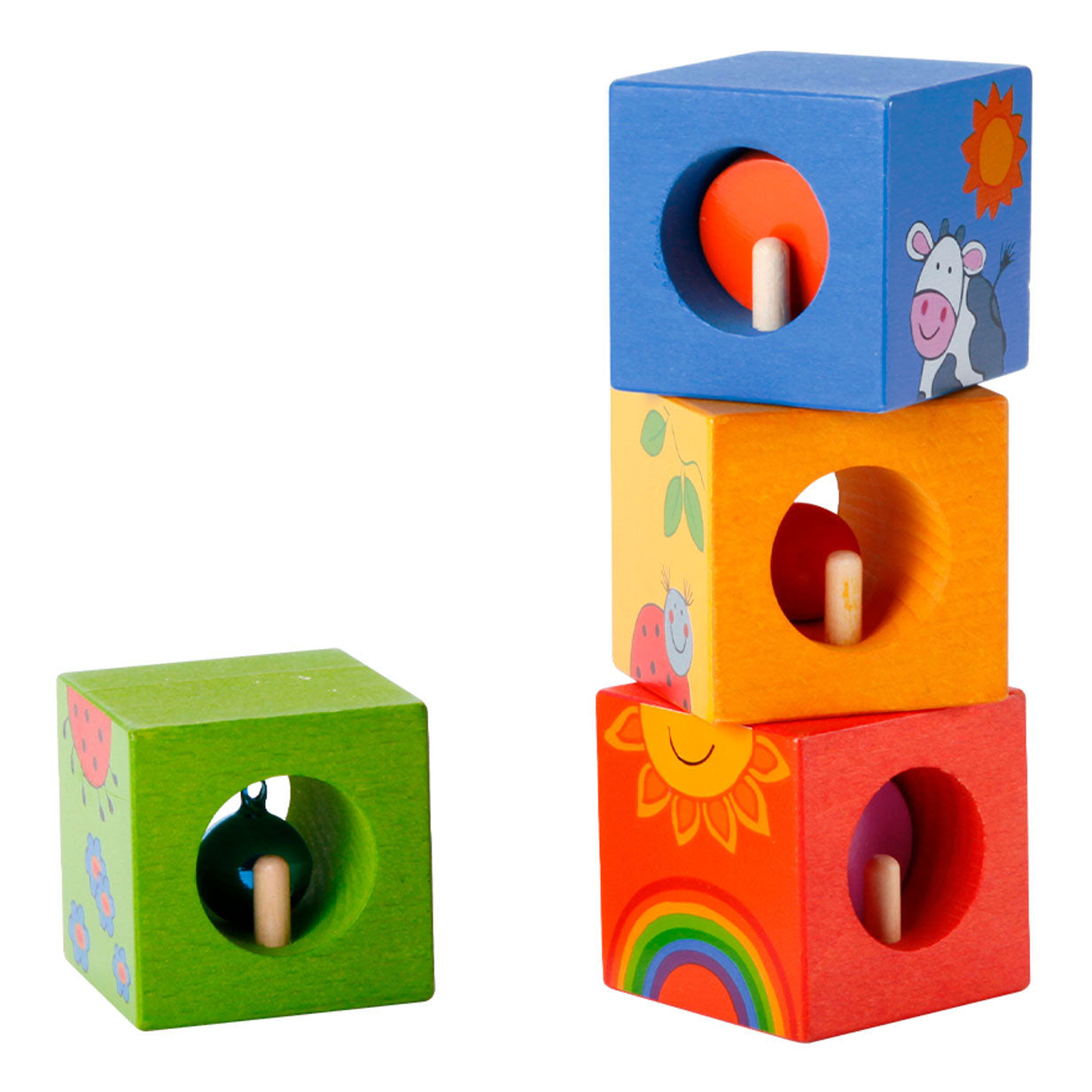 Classic world houten ontdekkingsblokken, 4st.