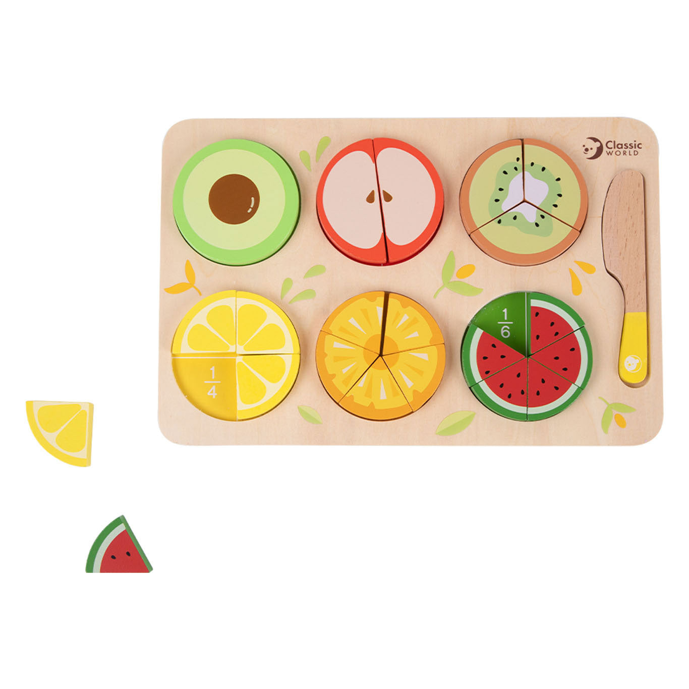 Classic world houten breuken puzzel educatief speelgoed 22-delig.