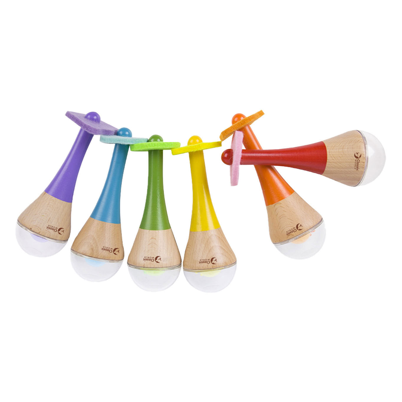 Classic world rammelaar 2 in 1 houten regenboog maracas instrument 1 st. - uni