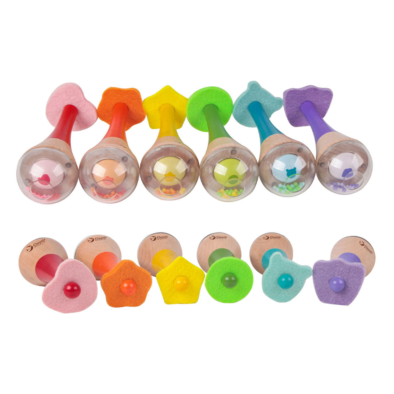 Classic world rammelaar 2 in 1 houten regenboog maracas instrument 1 st. - uni