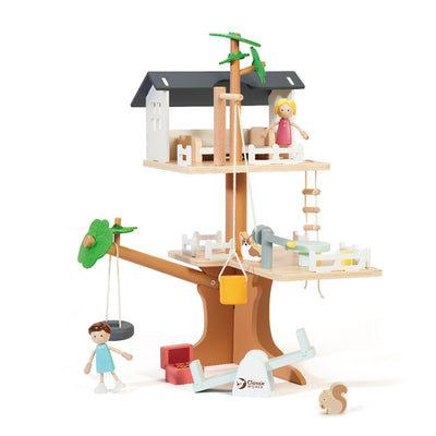 Classic world houten poppenhuis boomhut, 31dlg.