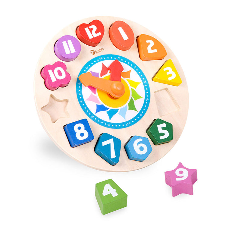 Classic world houten leerklok met vormen tic-tac, 15dlg.