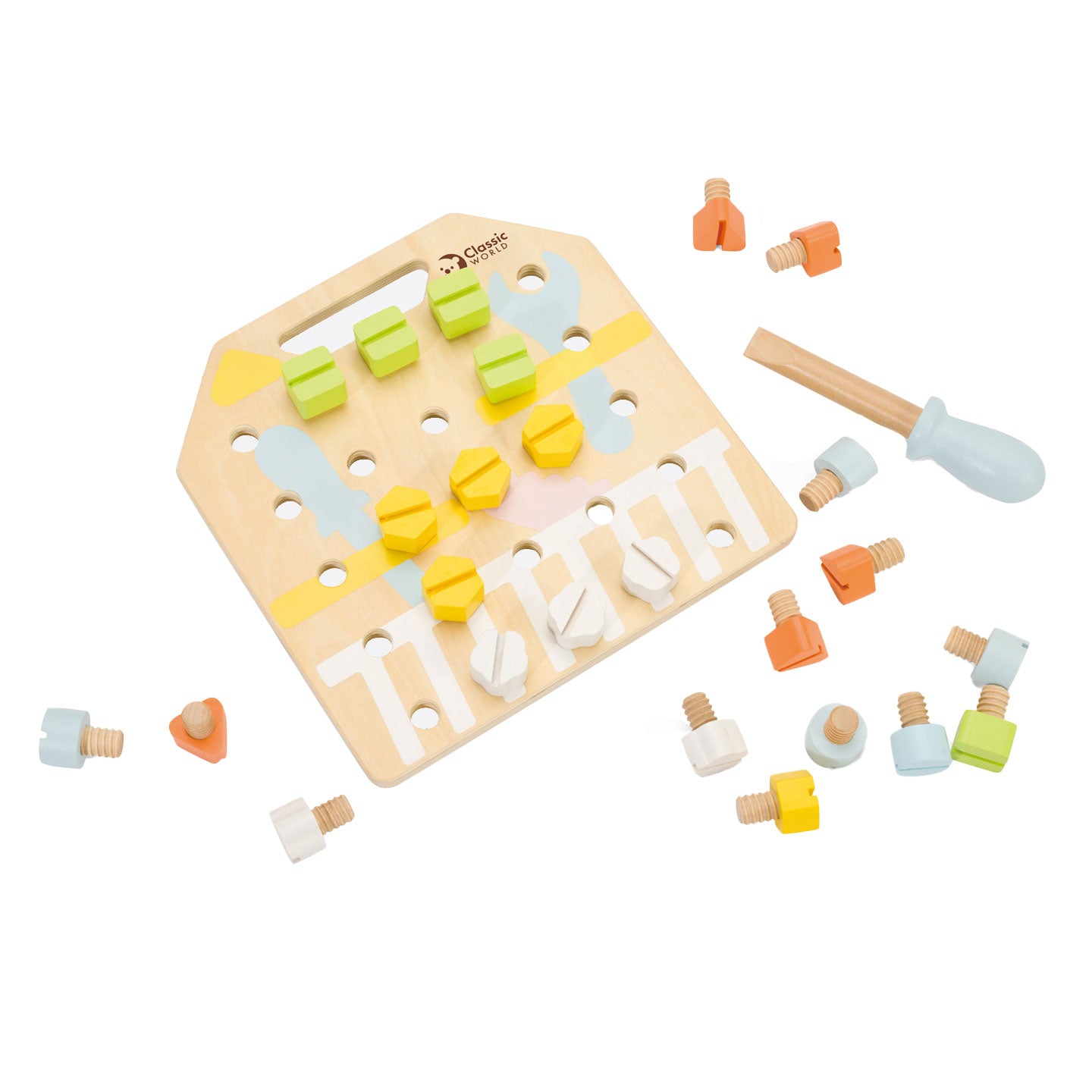 Classic world houten schroefbord coordinatie spel, 27dlg.