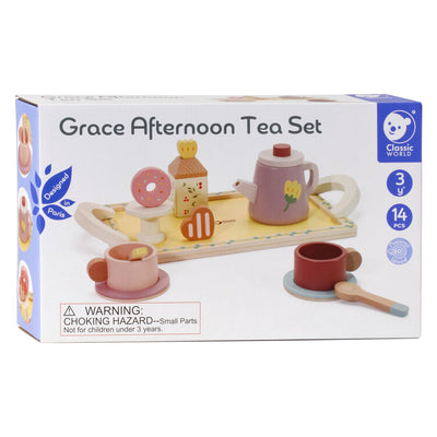 Classic world houten theeset grace met dienblad - speelgoed theeservies 14-delig.