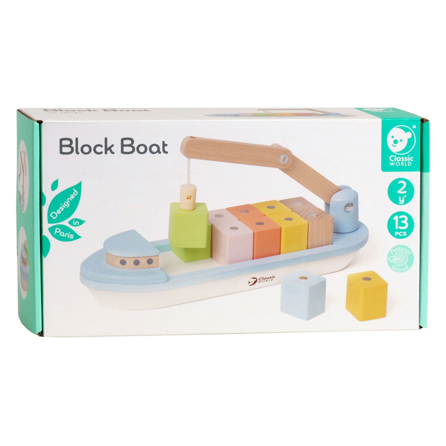 Classic world houten blokkenboot - speelgoedvoertuig