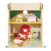 Classic world houten poppenhuisje met tuintje, 10dlg.