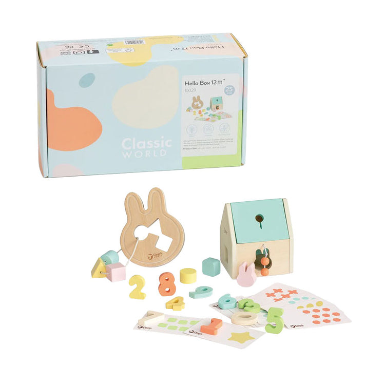 Classic world pastel babyset box eerste leerspeelgoed 25st. - uni
