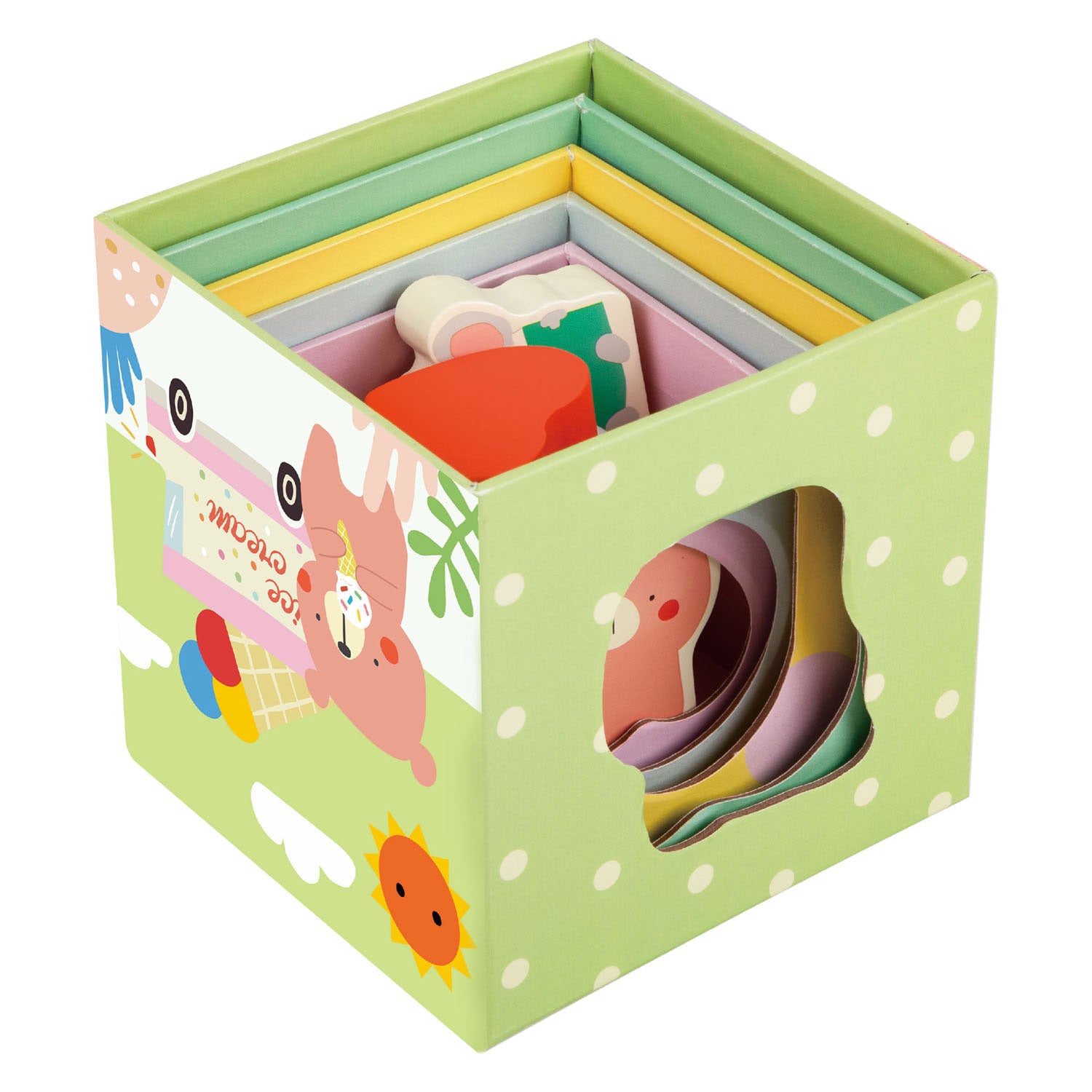 Lobbes speelgoed bv classic world stapelblokken met bosdieren, 10dlg.