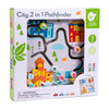 Classic world houten sorteerspel educatief bord stad en afval scheiden.