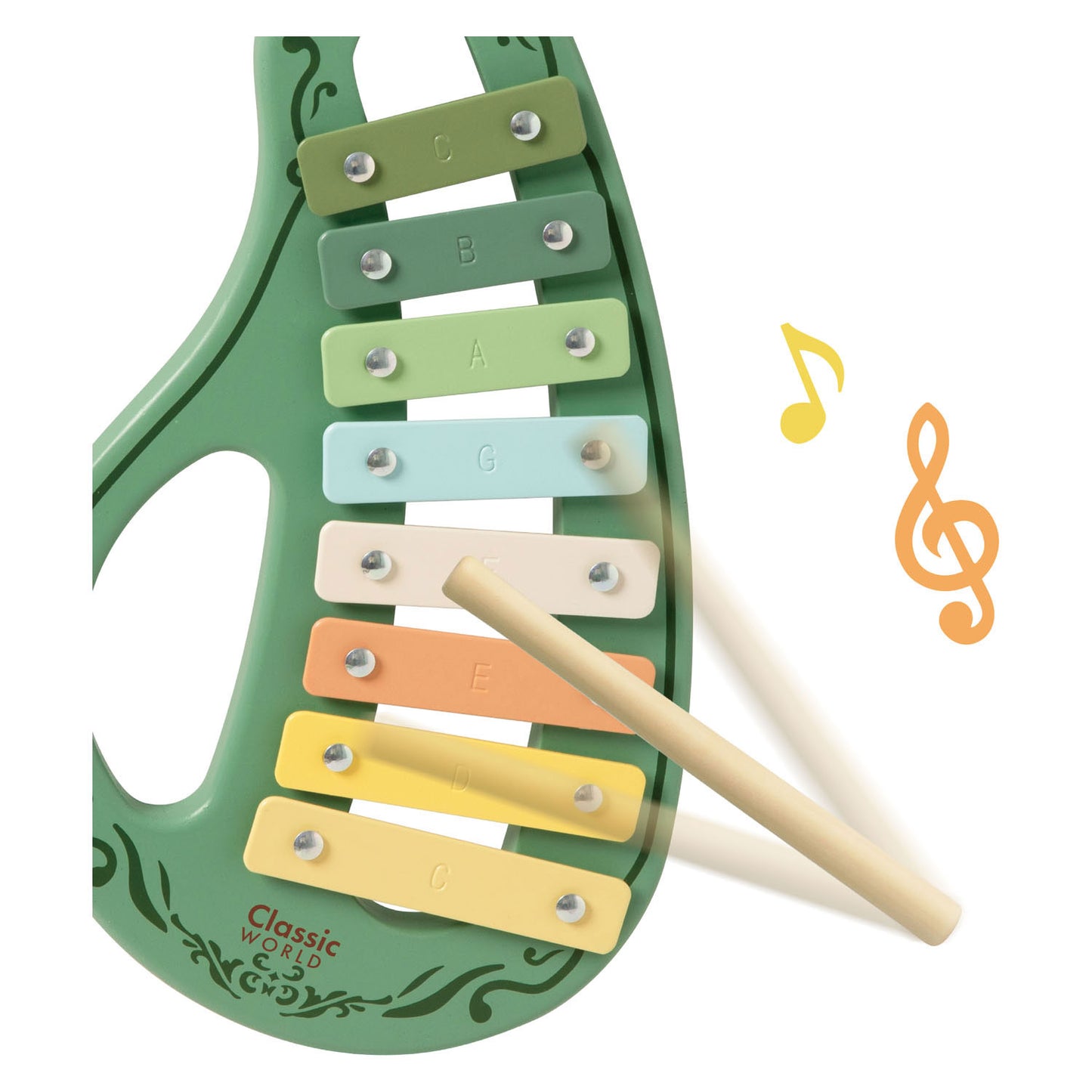 Classic world houten muziekinstrumenten set vintage 5-delig speelgoed.