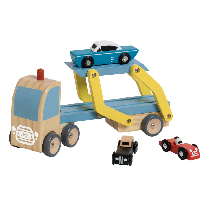 Classic world houten transporter met 3 auto's