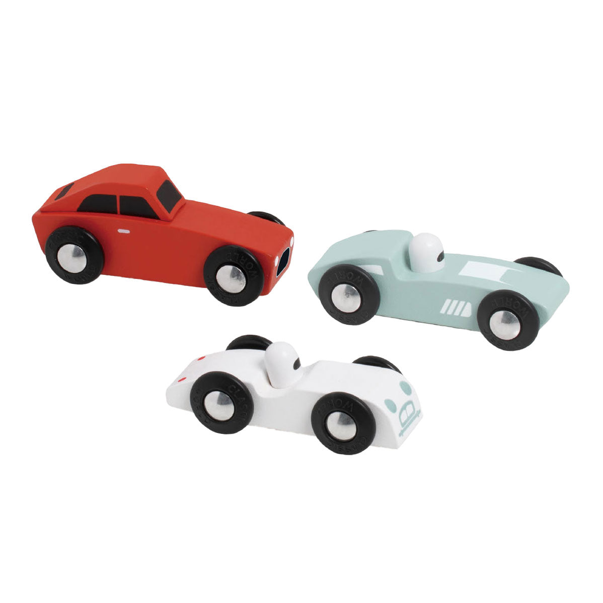 Classic world houten sportauto's set, 3st.