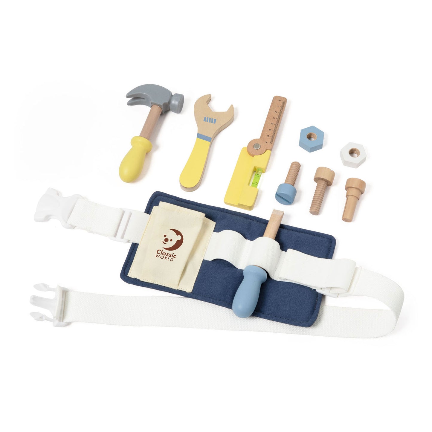 Classic world houten gereedschapsriem speelgoed voor kinderen 10-delig.
