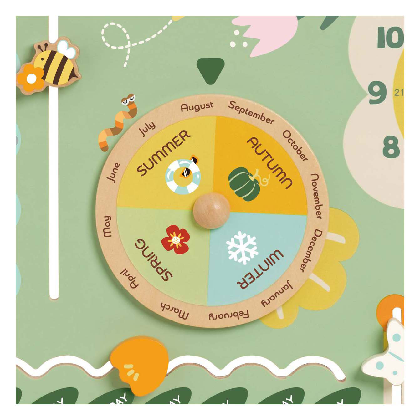 Classic world houten kalender in het engels in een doos - uni