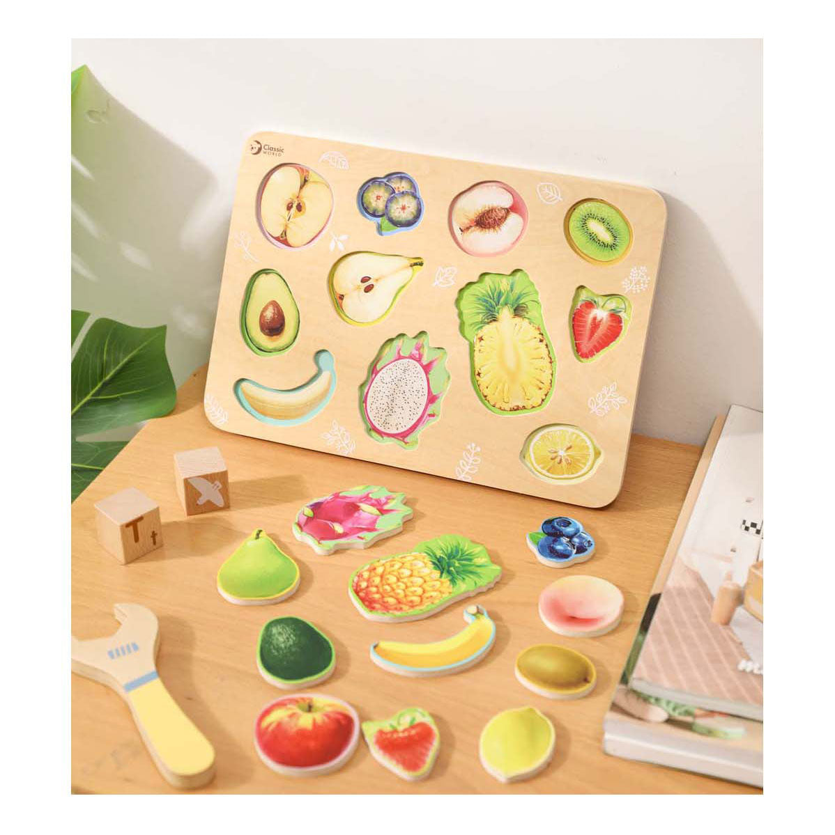Classic world houten puzzel fruit - educatief speelgoed voor peuters.