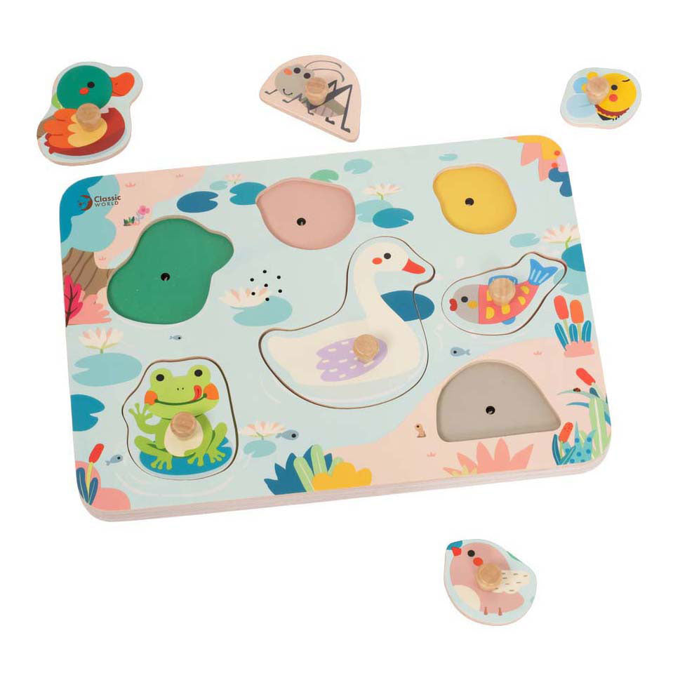 Classic world houten puzzel poel geluid educatief speelgoed.