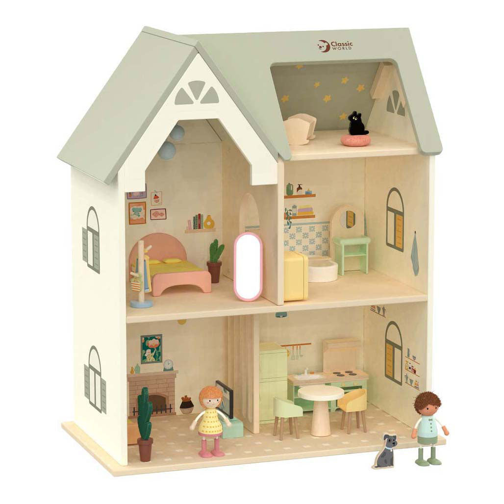 Classic world houten poppenhuis cottage