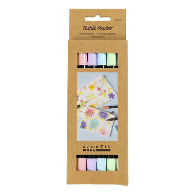 Creativ company dubbelzijdige textielstiften - pastel kleuren, 6st.