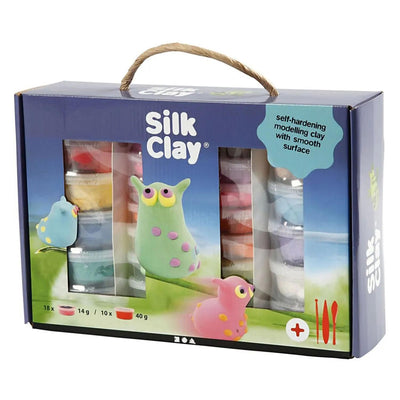 Silk clay set met gereedschap - 28 kleipotjes