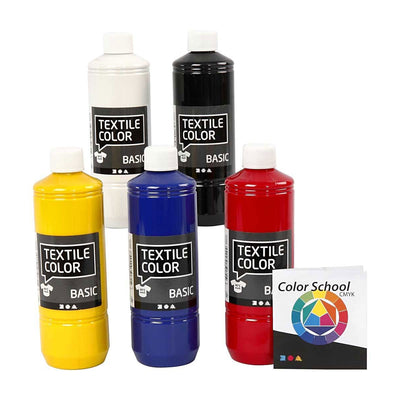 Textielverf - Primaire kleuren, 5x500ml