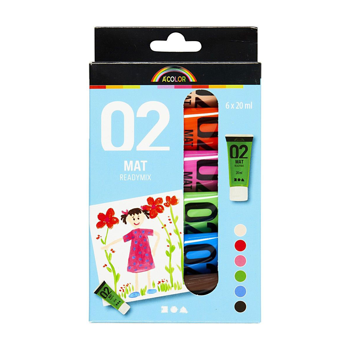 Creativ company acrylverf verschillende kleuren, 02 - matt, 6x20ml