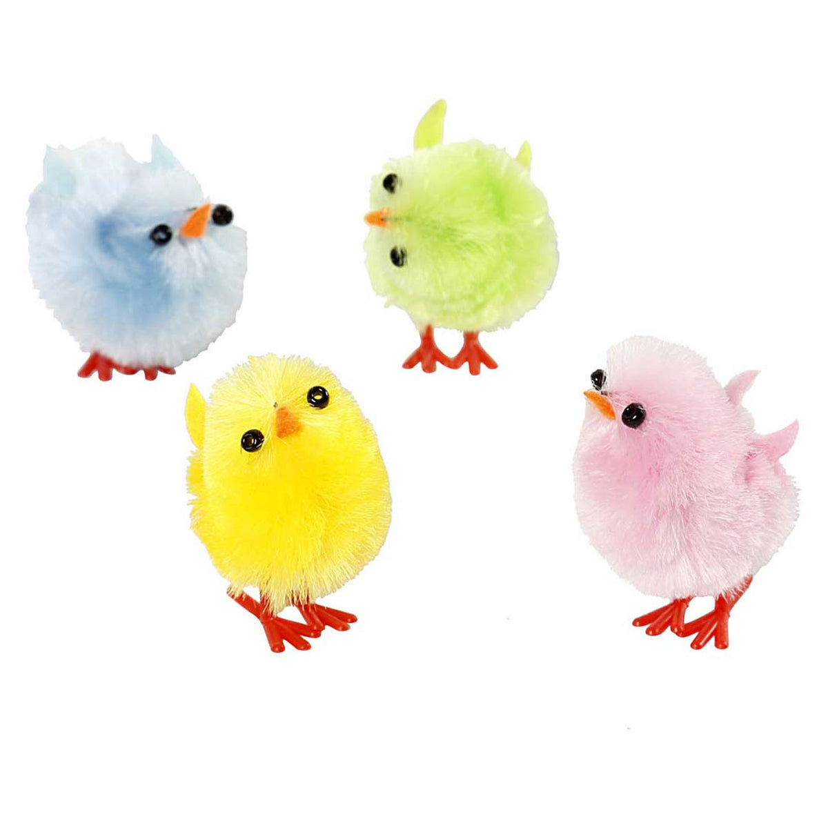 Creativ company gekleurde paaskuikens chenille, 12st.