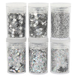 Creativ Company Glitter en Pailletten Zilver, 6x5gr - afbeelding 1