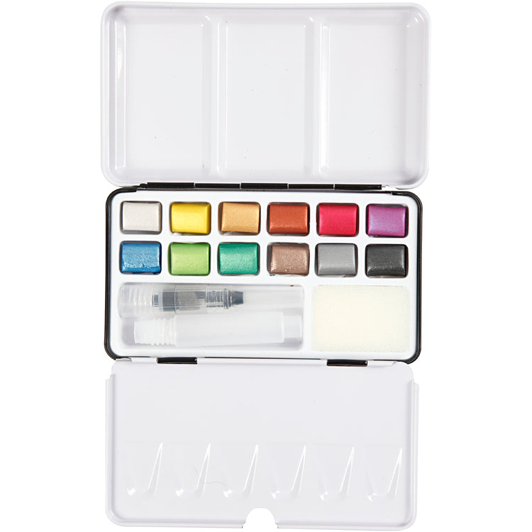 Pigment art set of 12 metallic watercolor paints