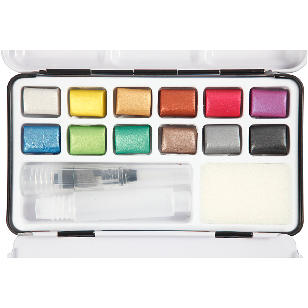 Pigment art set of 12 metallic watercolor paints