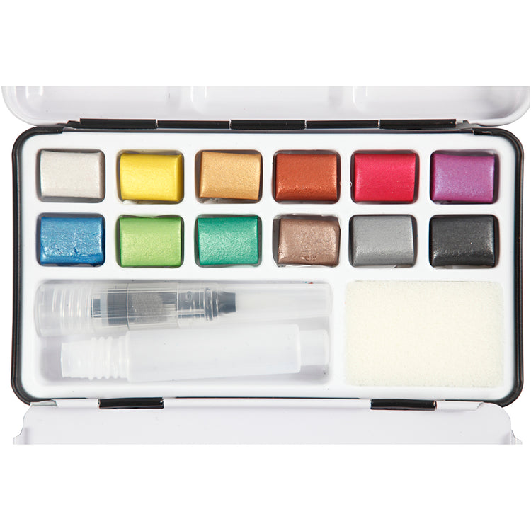 Pigment art set of 12 metallic watercolor paints