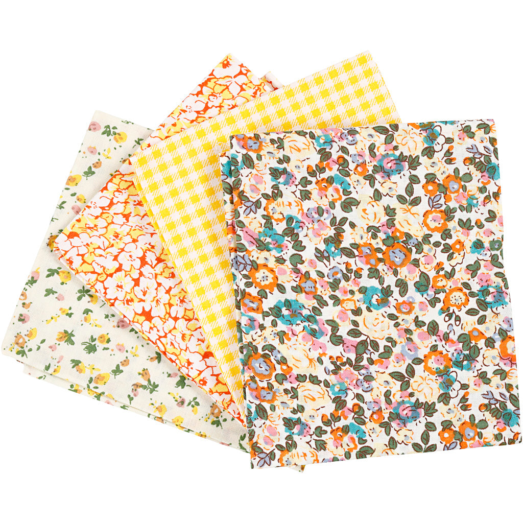 Creativ company patchwork stof geel 45x55cm, 4st.