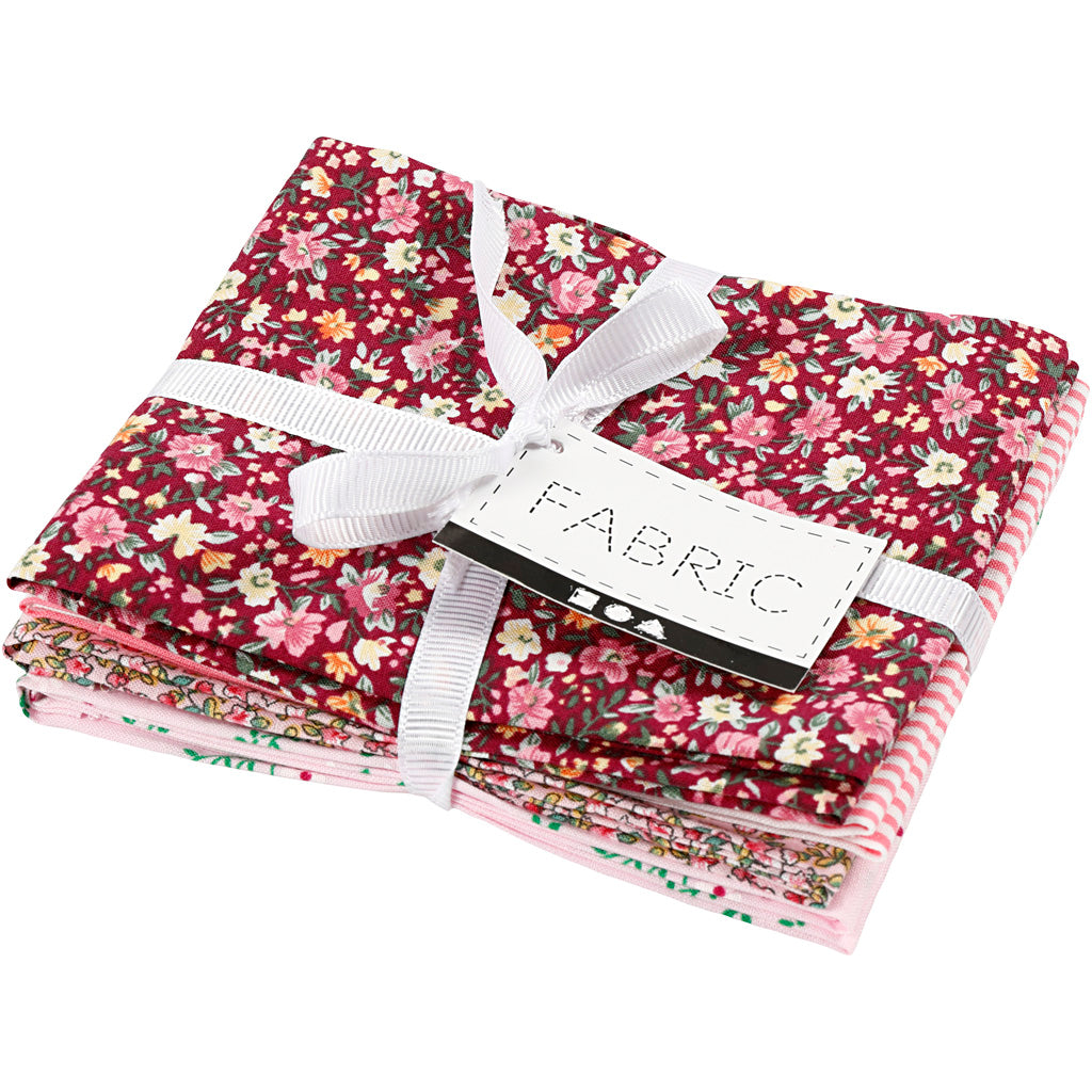 Patchwork Stof Roze 45x55cm, 4st.