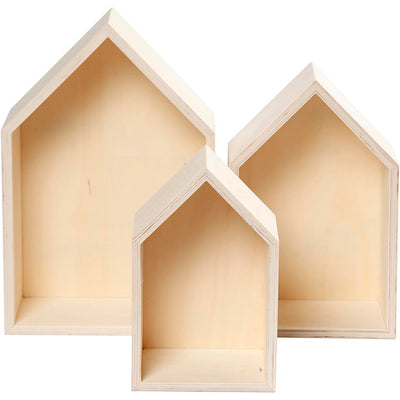 Creativ company houten huisjes met ophanghaak, 3st.