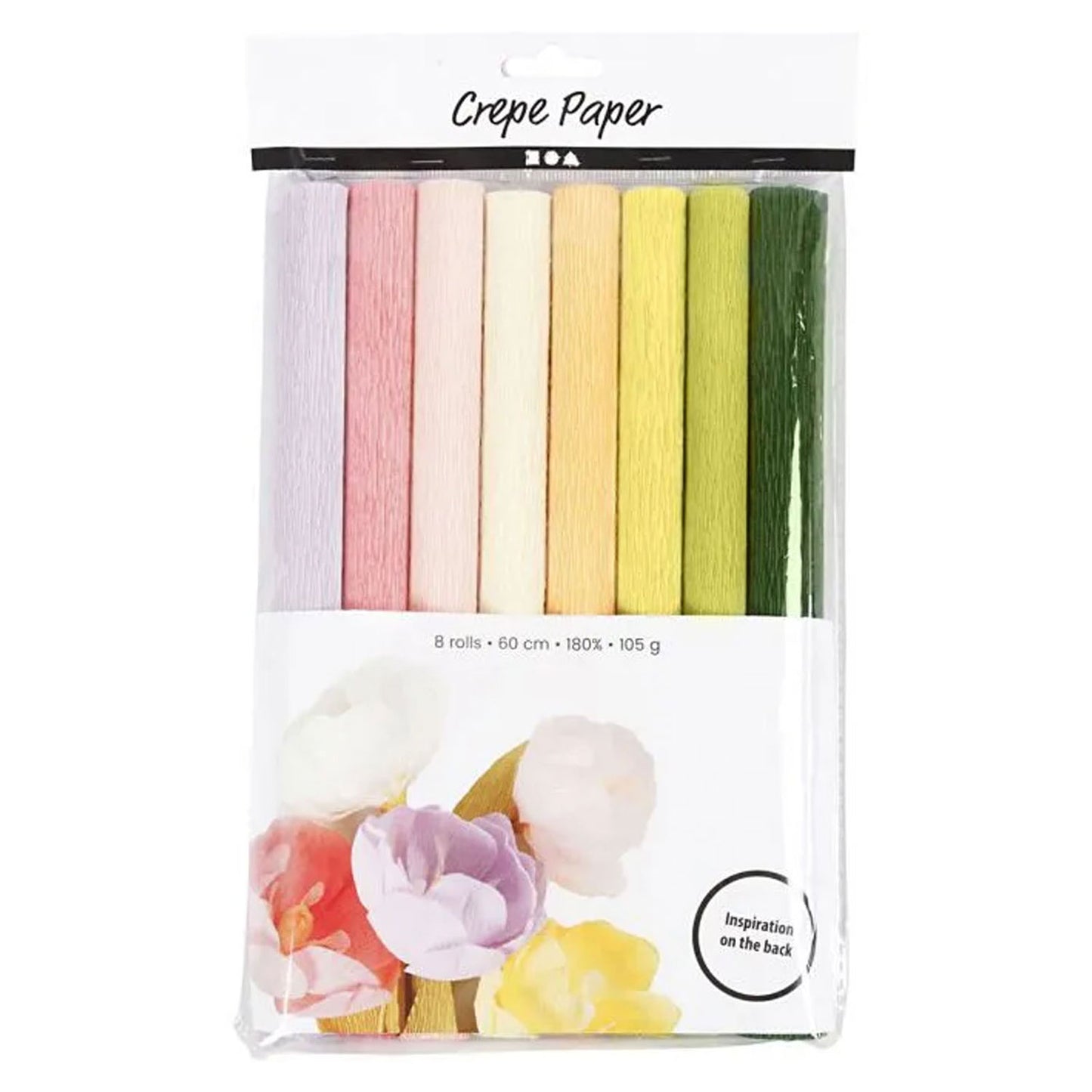 Crêpepapier Pastelkleuren, 8 Vellen