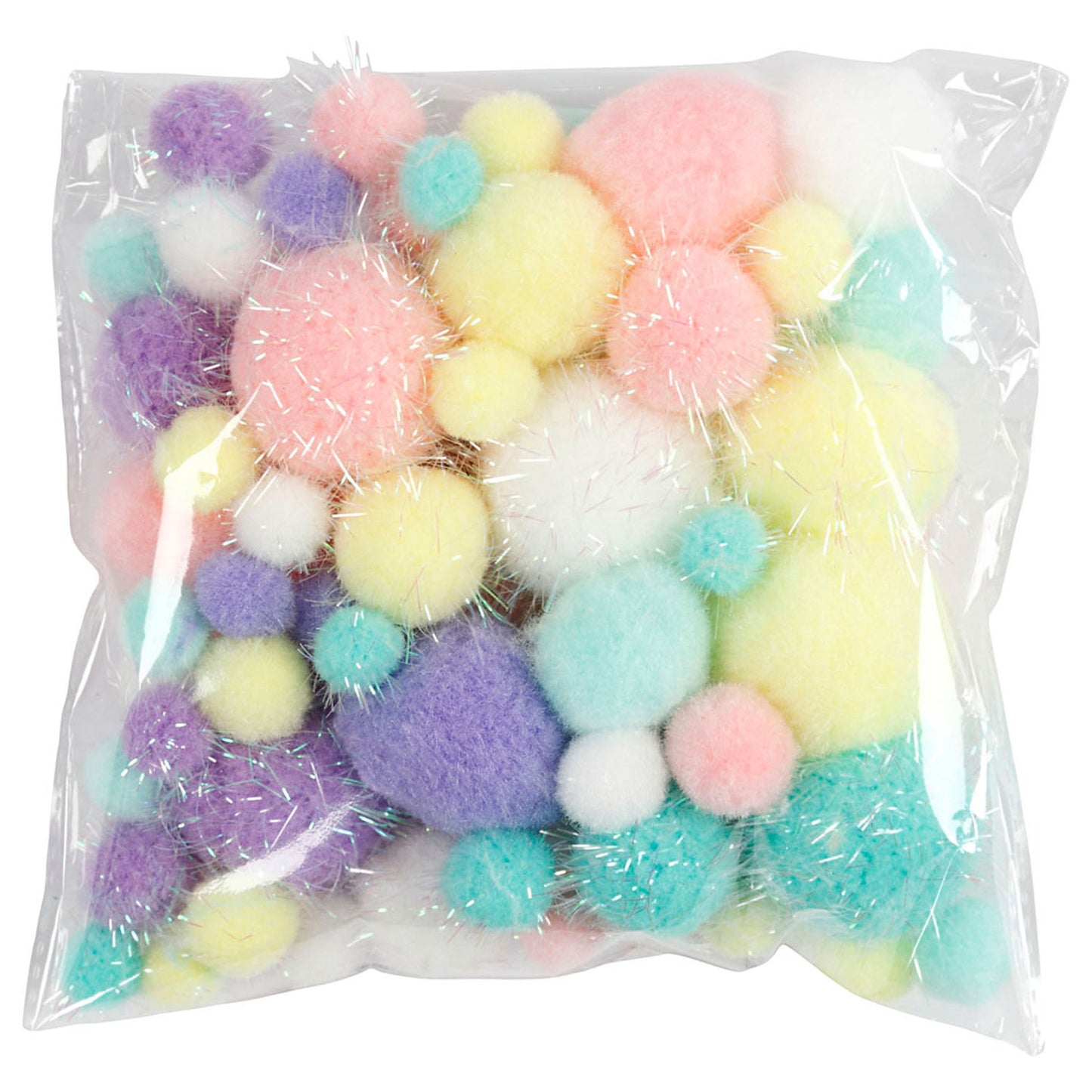 Pom-poms Pastelkleuren, 62gr.